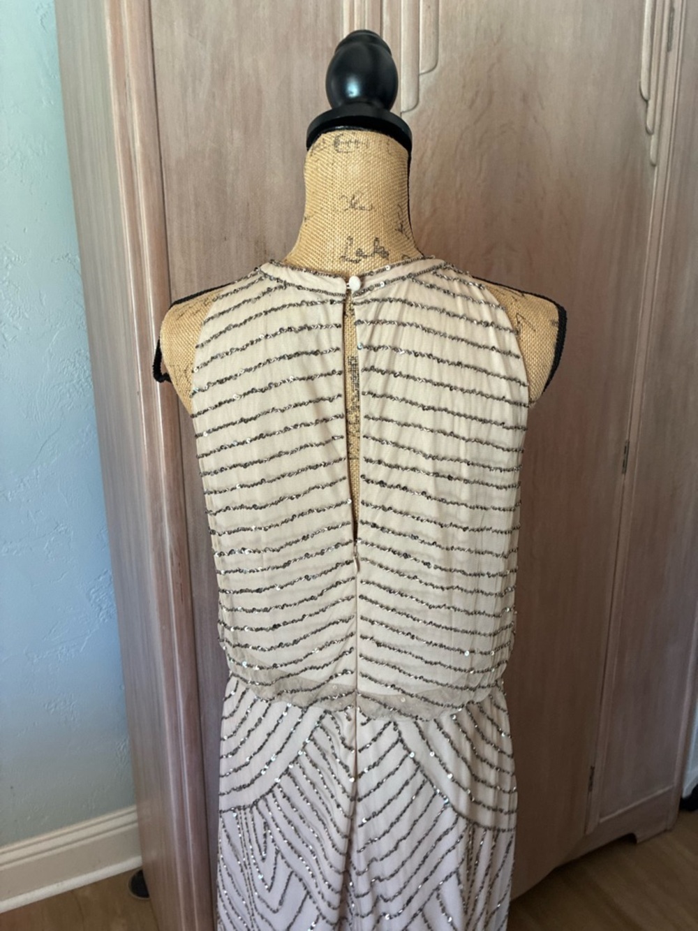 Adrianna Papell Beaded Blouson Gown SZ 14 Art Deco Evening Dress mother of Bride - Picture 3 of 16